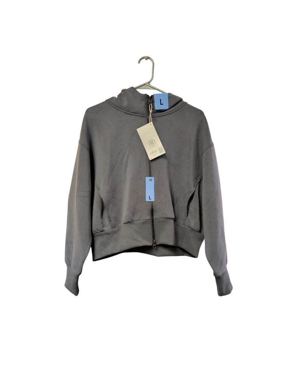 Womens Sandwash Fleece Top Full Zip Hoodie Gray Multiple Sizes